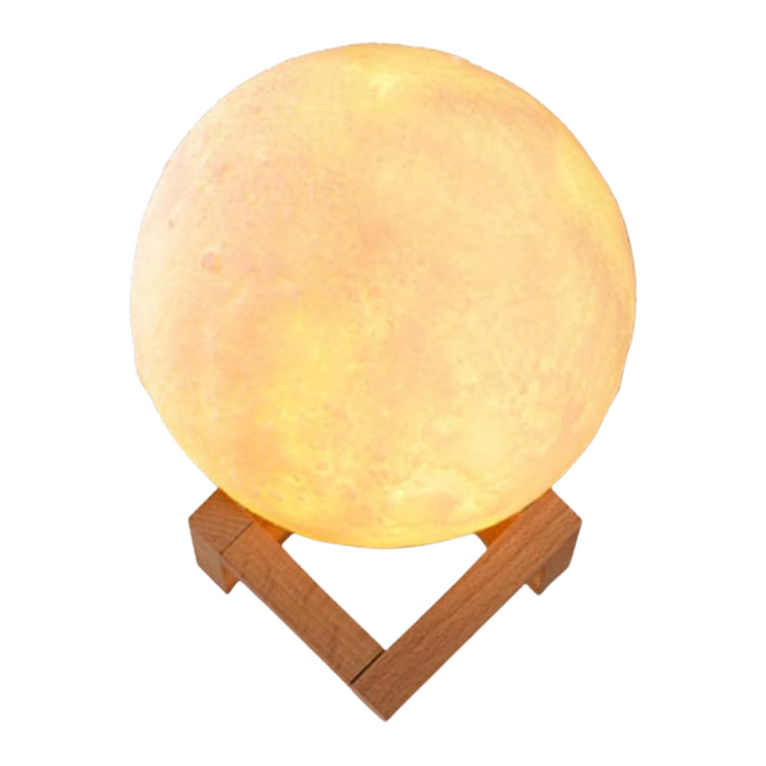 3D Moon Light With Wooden Base