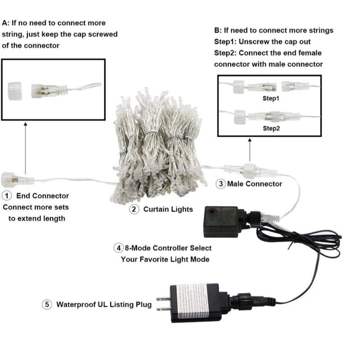 Curtain String Lights With Modes And Waterproof Design