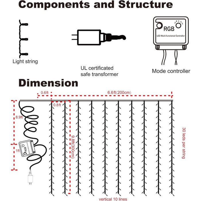 Curtain String Lights With Modes And Waterproof Design