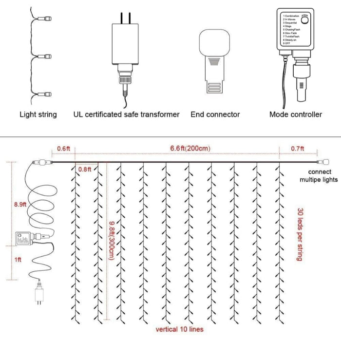 Curtain String Lights With Modes And Waterproof Design