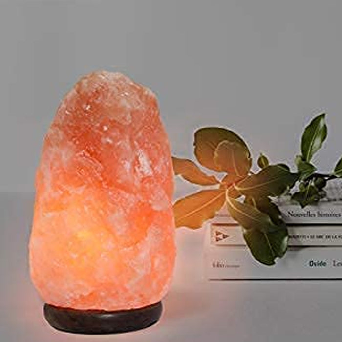 7 Inch Himalayan Salt Lamp with Dimmer Cord | Crystal Night Light with Wood Base