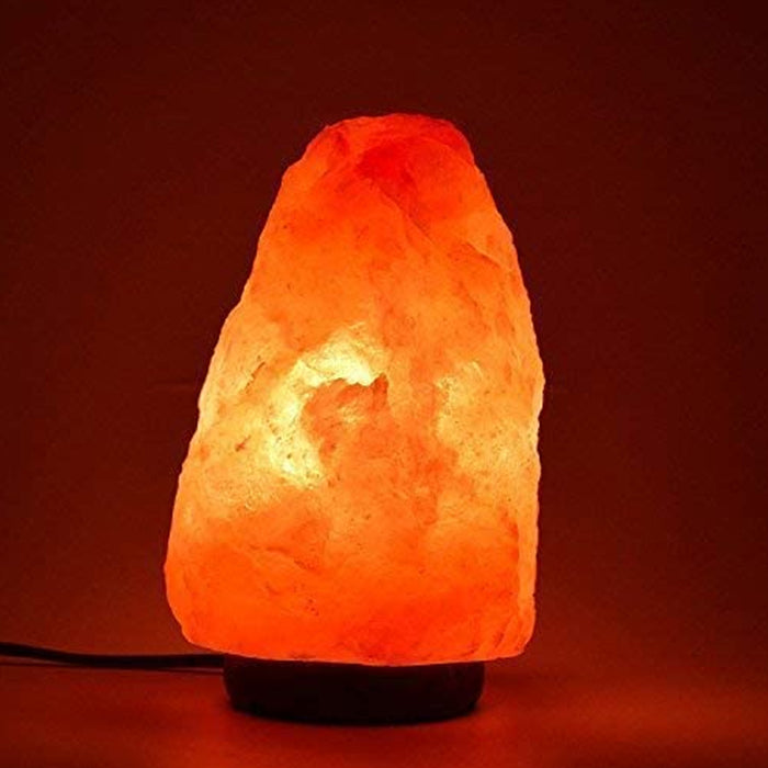 7 Inch Himalayan Salt Lamp with Dimmer Cord | Crystal Night Light with Wood Base