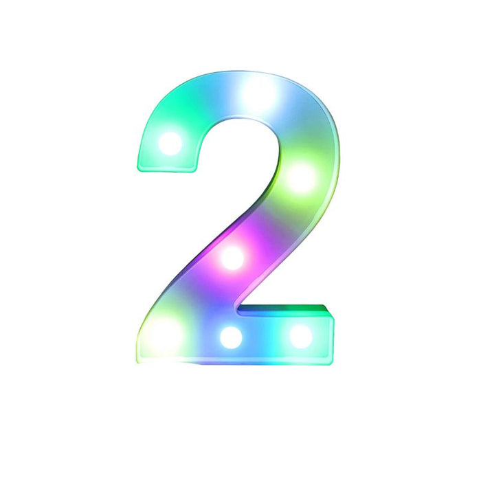 RGB Decorative LED Light Up Number Letters, White Plastic Marquee Number Lights Sign Party Wedding Decor Battery Operated