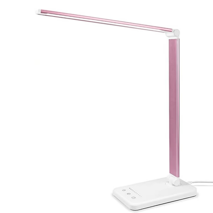 White Crown LED Desk Lamp Table Lamp Reading Lamp With USB Charging Port 5 Lighting Modes 5 Brightness Levels, Sensitive Control, 30/60 Min Auto Timer, Eye-Caring Office Lamp