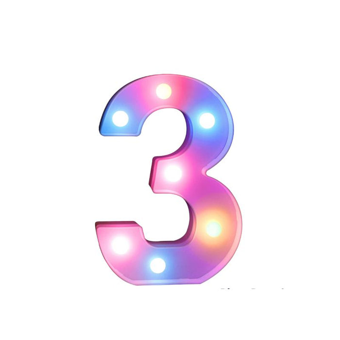 RGB Decorative LED Light Up Number Letters, White Plastic Marquee Number Lights Sign Party Wedding Decor Battery Operated