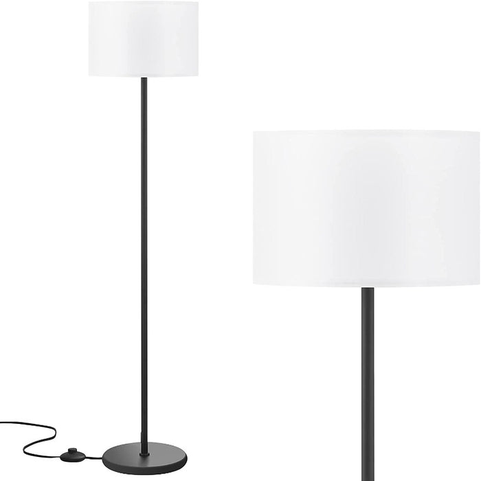 LED Floor Lamp Simple Design, Modern Floor Lamp With Shade, Tall Lamps for Living Room Bedroom Office Dining Room Kitchen, Black Pole Lamp With Foot Switch