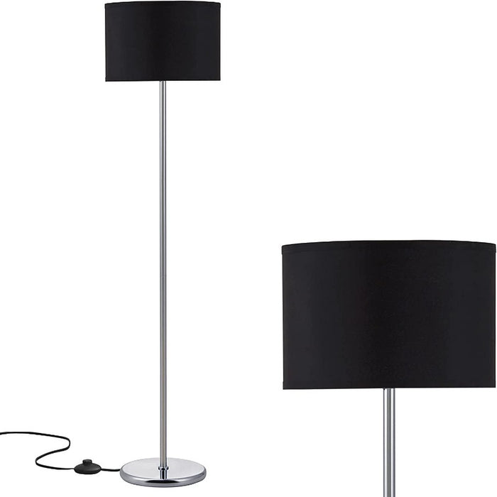 LED Floor Lamp Simple Design, Modern Floor Lamp With Shade, Tall Lamps for Living Room Bedroom Office Dining Room Kitchen, Black Pole Lamp With Foot Switch