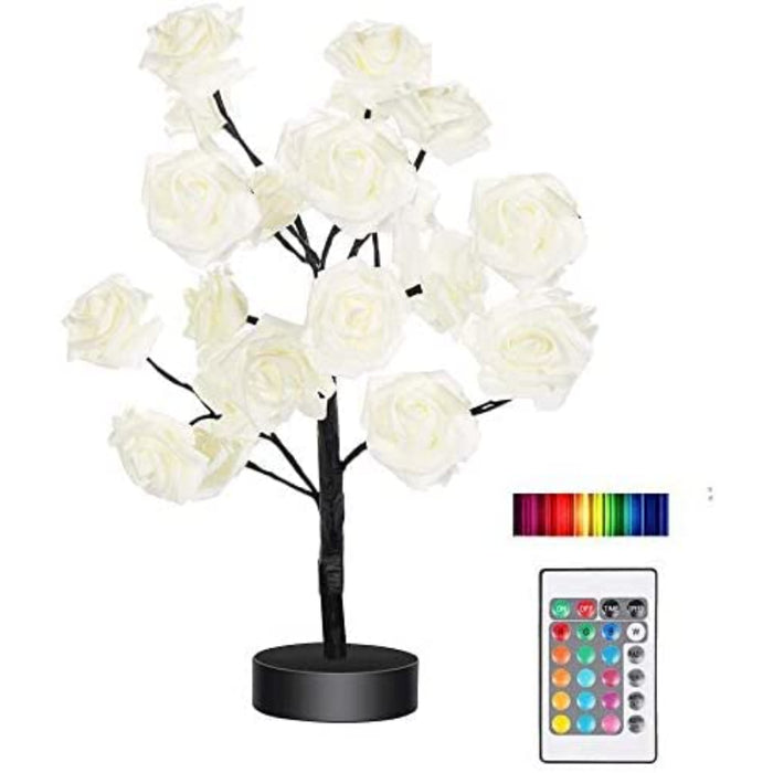 Tabe Lamp Color Changing Flower Tree Rose Lamp With Remote Control With Timer Christmas Birthday Gift For Girl Kids Women For Holiday And Party