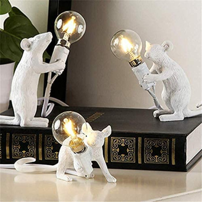 Table Lamp Set Mouse Shape Resin Creative Desk Light Bedside Lamp Room Home Room Decor