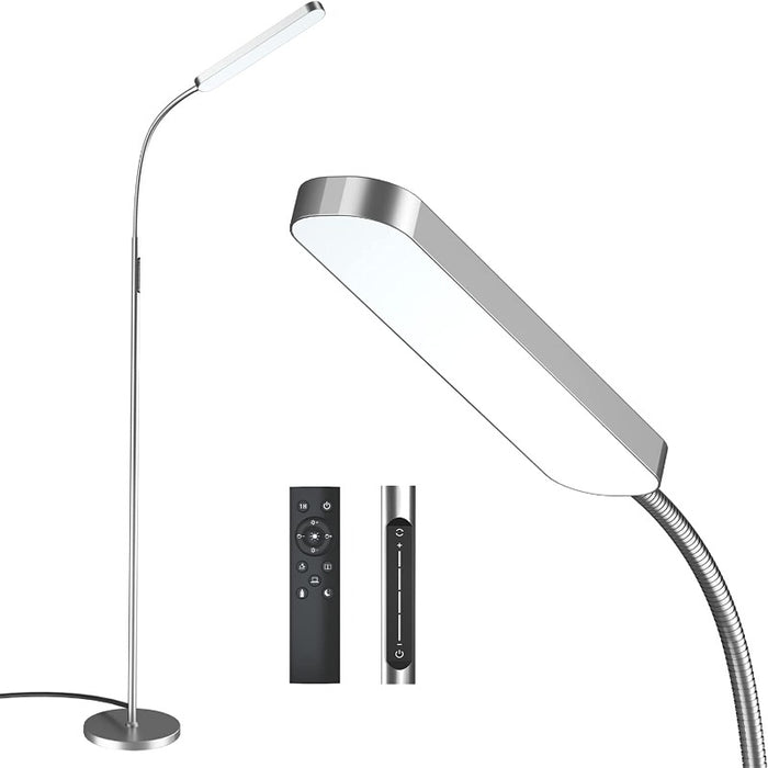 Led Floor Lamp With 4 Color Temperature And Stepless Dimmer, Remote And Touch Control Floor Lamp, Adjustable Gooseneck Standing Lamp For Living Room