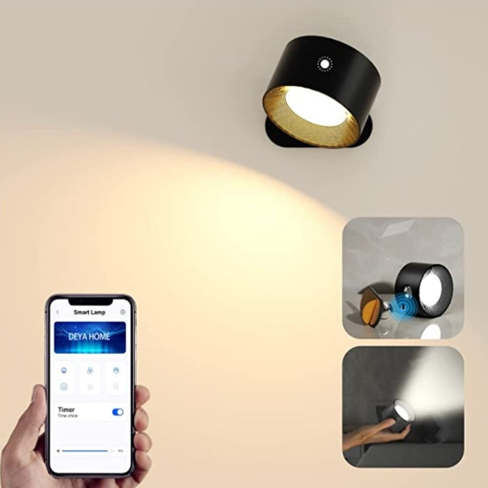 Wall Mounted Lamps With Rechargeable Battery Operated 3 Color Temperatures & 3 Brightness Levels 360°Rotate Magnetic Ball, Cordless Wall Lights