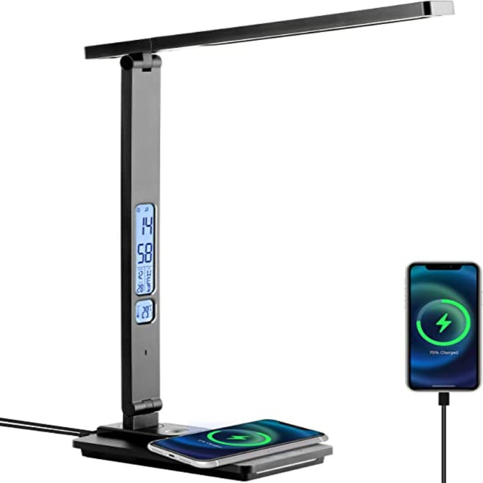LED Desk Lamp With Wireless Charger, Touch Control Study Lamp With USB Charging Port