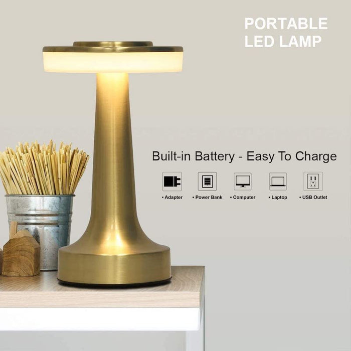 Portable LED Table Lamp With Touch Sensor, 3-Levels Brightness, Rechargeable Battery Up to 48 Hours Usage, Night Light for Kids Nursery, Nightstand Lamp, Bedside Lamp (Gold)