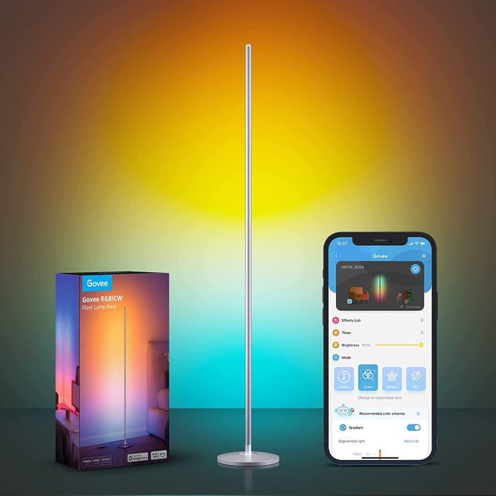 Floor Lamp, LED Corner Lamp Works With Alexa, Smart Modern Floor Lamp With Music Sync And 16 Million DIY Colors, Ambiance Color Changing Standing Lamp For Bedroom