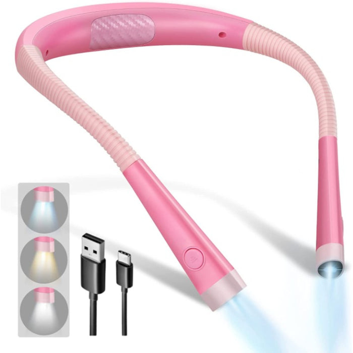 LED Neck Reading Light, Book Light For Reading In Bed, 3 Colors, 6 Brightness Levels, Bendable Arms, Rechargeable, Long Lasting, Perfect For Reading, Knitting, Camping, Repairing