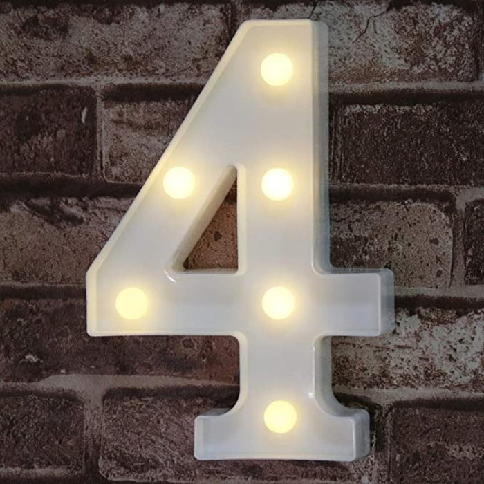 Decorative LED Light Up Number Letters, White Plastic Marquee Number Lights Sign Party Wedding Decor Battery Operated