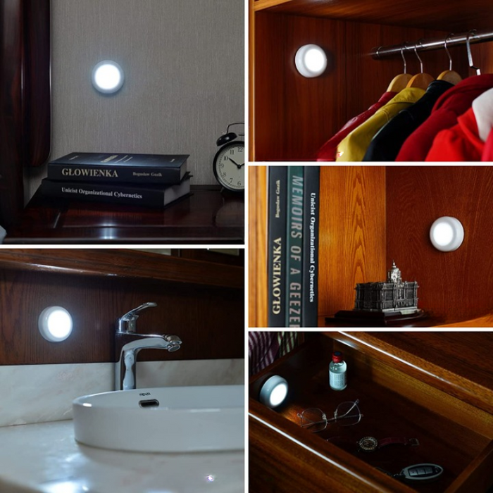 Night Touch Light, Mini LED Puck Lights, DIY Switch Button For Closet, Under Cabinets, Kitchen