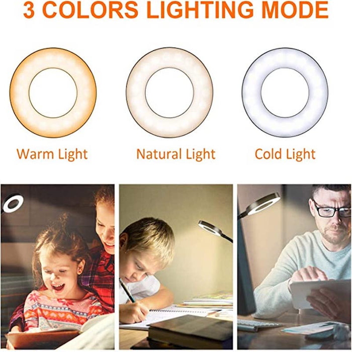 Clip On Light Reading Lights , 48 LED USB Desk Lamp With 3 Color Modes 10 Brightness, Eye Protection Book Clamp Light , 360 ° Flexible Gooseneck Clamp Lamp For Desk Headboard Video Conferencing