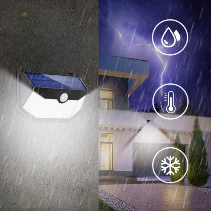 Solar Lights Outdoor 120 LED With Lights Reflector And 3 Lighting Modes, Motion Sensor Security Lights