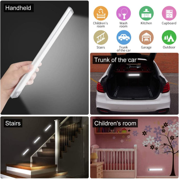 LED Motion Sensor Cabinet Light, Under Counter Closet Lighting, Wireless USB Rechargeable Kitchen Night Lights, Battery Powered Operated Light,54-LED Light for Wardrobe, Closets, Cabinet, Cupboard(2 Pack)