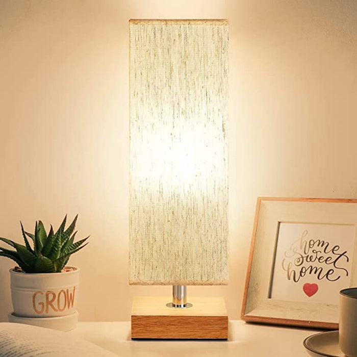 Bedside Table Lamp - Small Bedroom Lamps For Nightstand, 3-Color Options Solid Wood Lamp With Fabric Shade, Minimalist Desk Reading Lamps For Kids Room Living Room Office Dorm (LED Bulb Included)
