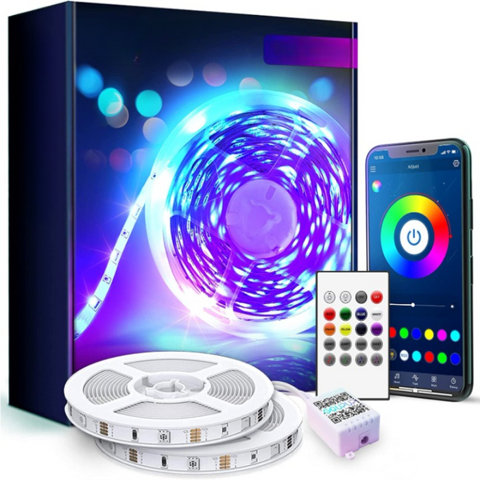 LED Strip Lights, Bluetooth LED Lights For Bedroom, Color Changing Light Strip With Music Sync, Phone Controller And IR Remote