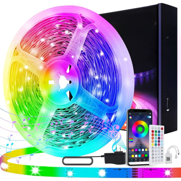 LED Strip Lights Music Sync Color Changing 5050 RGB Led Lights For Bedroom, Built-in Mic, Led Lights With App Control And IR Remote For Home Decoration