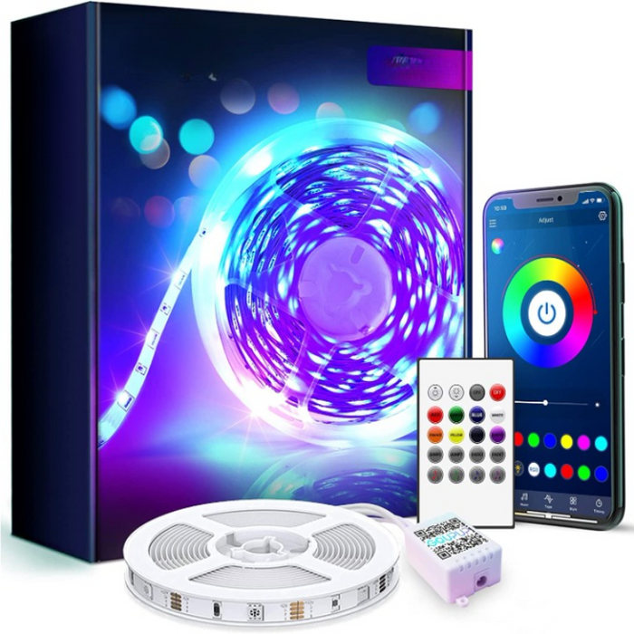 LED Strip Lights, Bluetooth LED Lights For Bedroom, Color Changing Light Strip With Music Sync, Phone Controller And IR Remote