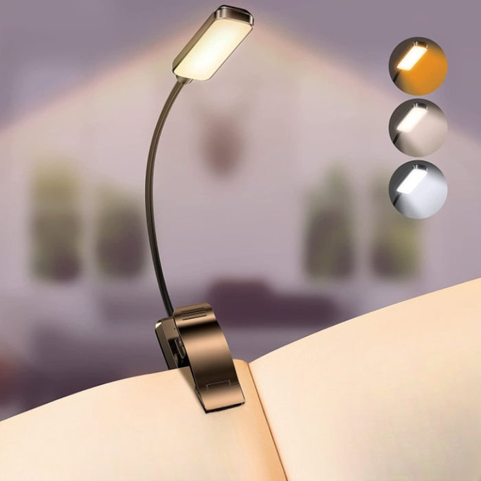 Buy 9 LED Rechargeable Book Light For Reading In Bed - Eye-Caring, Stepless Dimming | Small Lightweight Clip-On Reading Light