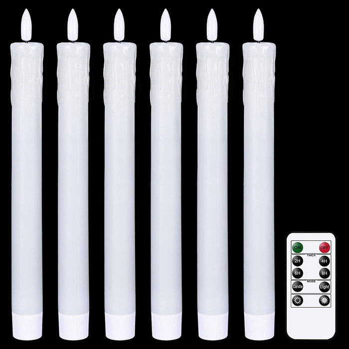 Flameless Flickering Taper Candles With 2 Remote Controls And Timer, Real Wax 3D Wick Light Window Candles Battery Operated, Christmas Home Wedding Decor