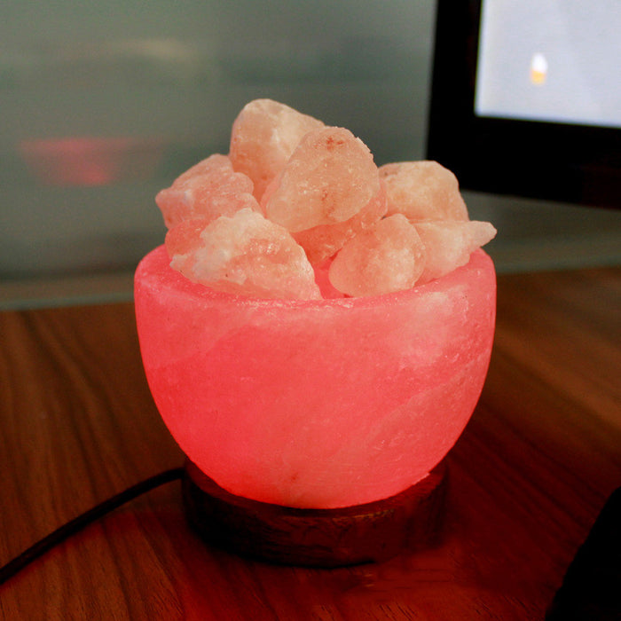 Himalayan Salt Lamp With Wooden Base-Lucky bowl