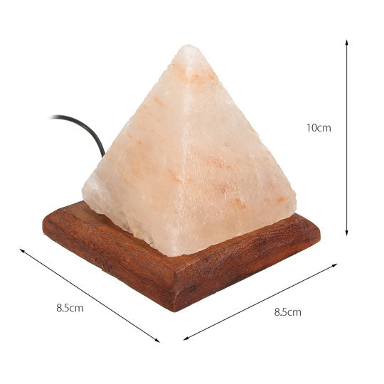 Pyramid USB Salt Lamp With Wooden Base