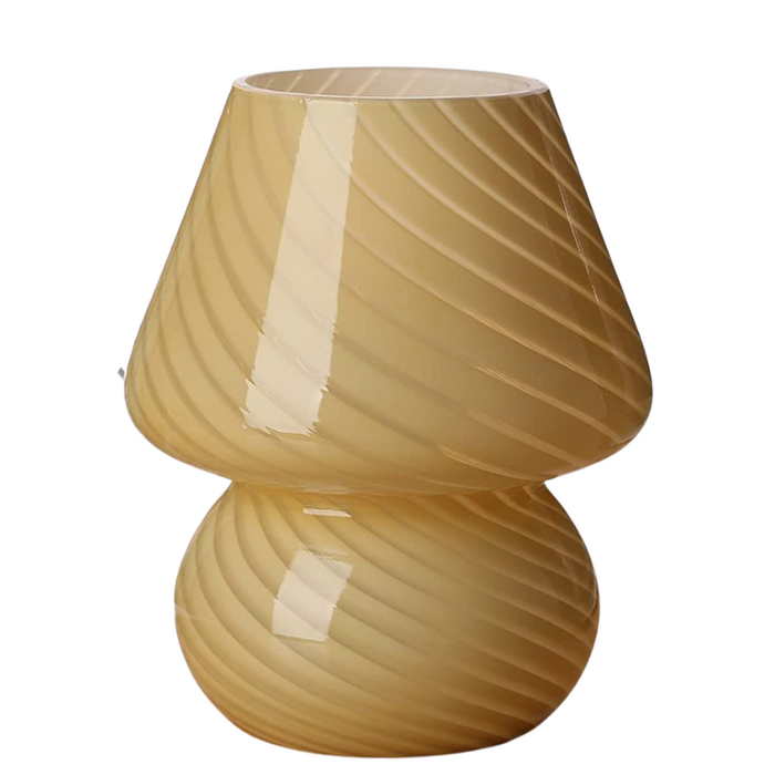 Mushroom Lamp,Glass Mushroom Bedside Table Night Lamps Translucent Murano Vintage Style Striped Small Nightstand Desklamp Swirl Light for Home Decor, Dining, Living, Bedroom, Gift