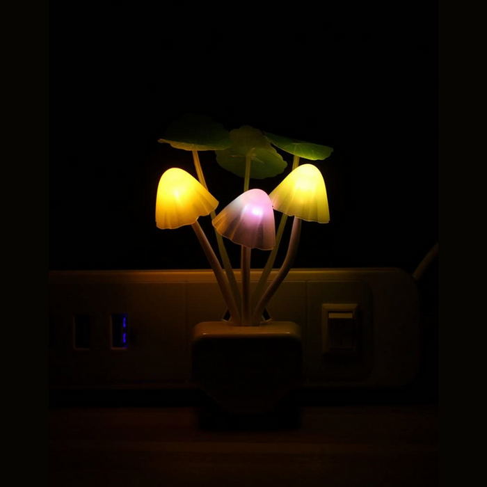 Sensor LED Night Light, Color Changing Plug-in LED Mushroom Dream Bed Lamp
