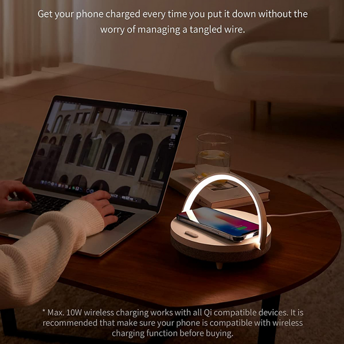 LED Night Light, Music Bedside Lamp With Wireless Charger, 4 in 1 Touch Lamp, Portable Bluetooth Speaker, Phone Holder, Dimmable Wireless Charging Lamp Birthday Gifts For Women, Men, Dad, Mom