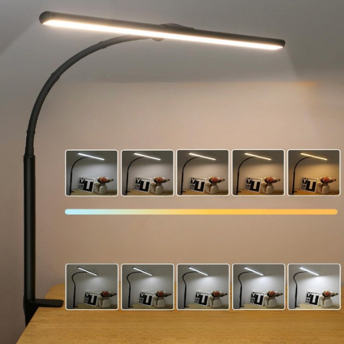 Desk Lamp For Office Home Eye-Caring Architect Task Lamp 25 Lighting Modes Adjustable LED Desk Lamp Flexible Gooseneck Clamp Light For Workbench